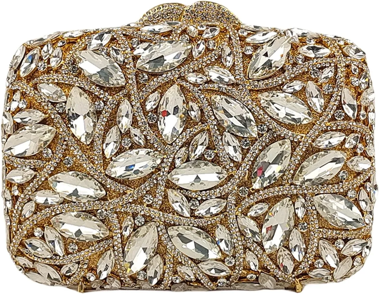 Colorful Crystal Clutch Box Handbag Women Sparkling Evening Bags for Wedding Party Prom Purse