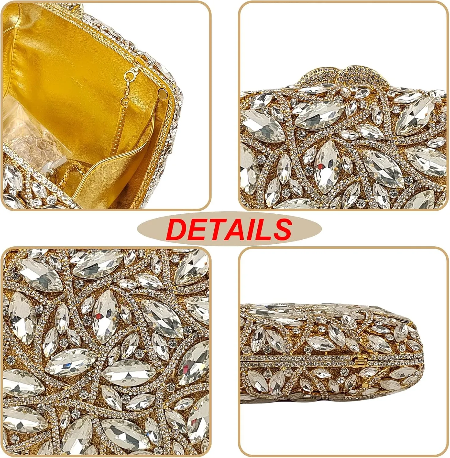 Colorful Crystal Clutch Box Handbag Women Sparkling Evening Bags for Wedding Party Prom Purse