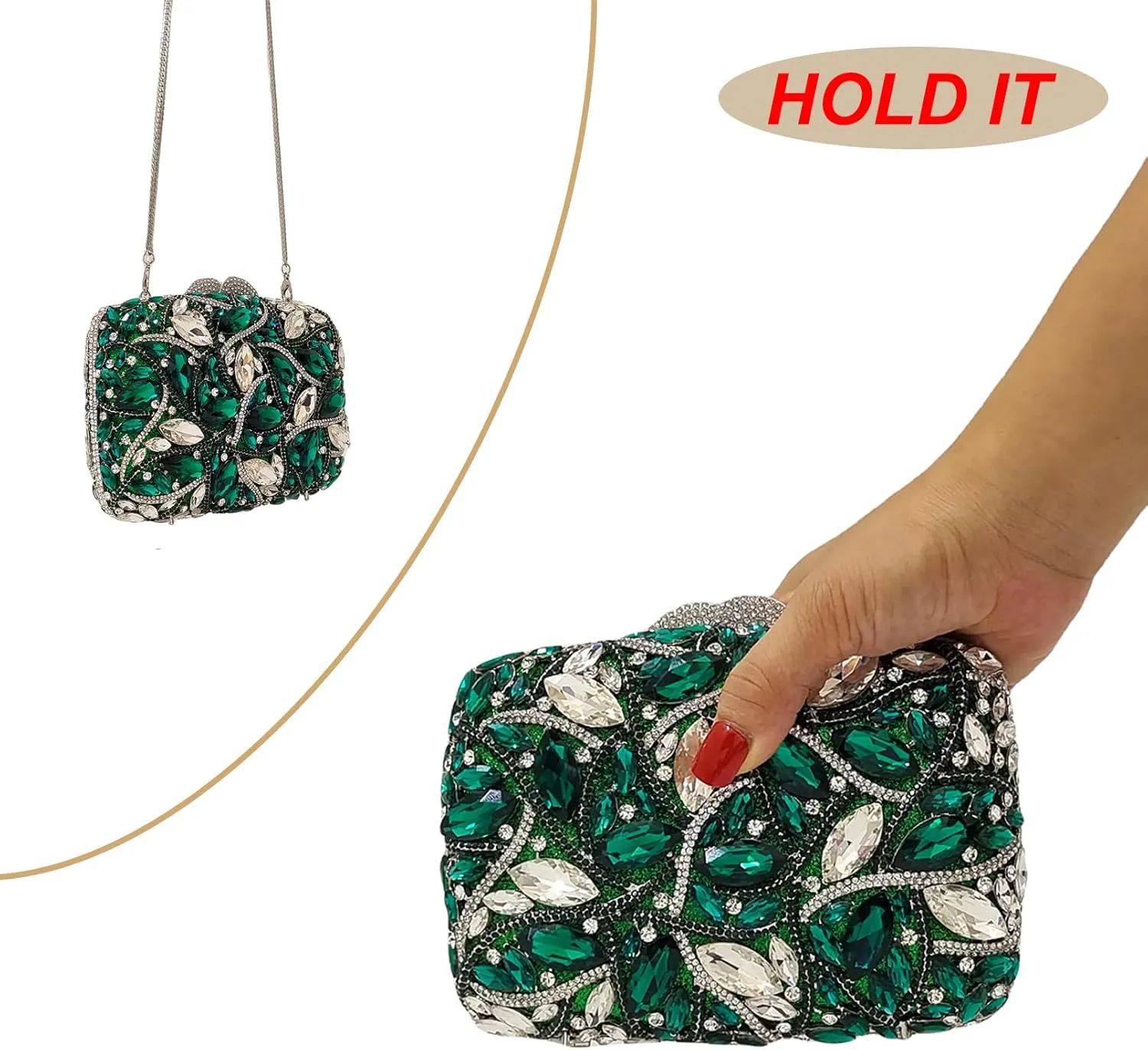 Colorful Crystal Clutch Box Handbag Women Sparkling Evening Bags for Wedding Party Prom Purse