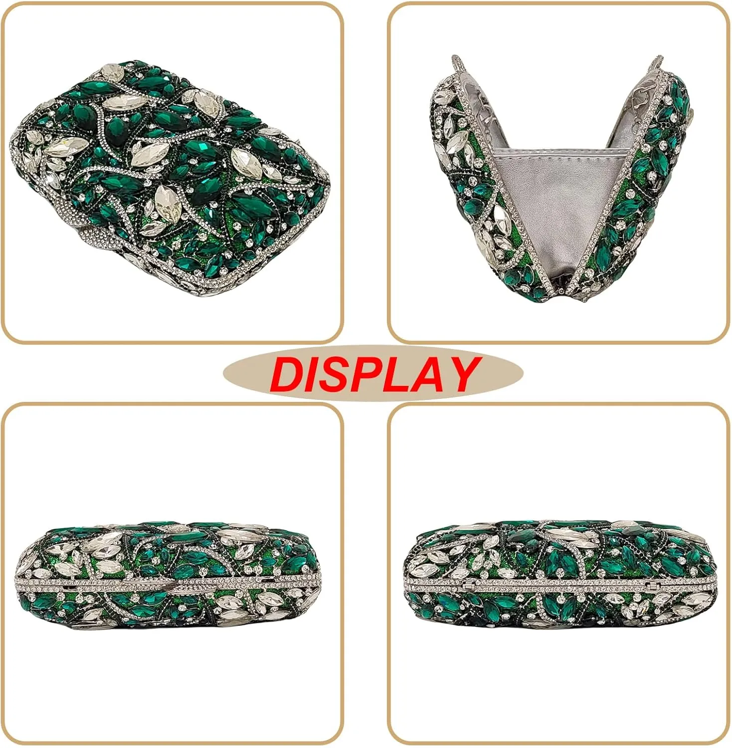 Colorful Crystal Clutch Box Handbag Women Sparkling Evening Bags for Wedding Party Prom Purse