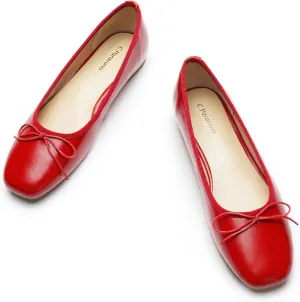 C.Paravano Women's Ballet Flats, Comfortable Slip On Round Toe Flat Shoes, Casual Walking Shoes for Women, Slip-On Bow Dressy Flats for Work Office & Wedding Party