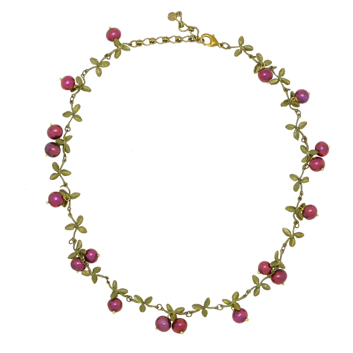 Cranberry Pendant on Pearl Necklace by Michael Michaud Nature Silver Seasons 8055