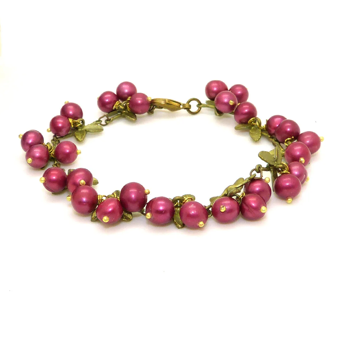 Cranberry Pendant on Pearl Necklace by Michael Michaud Nature Silver Seasons 8055