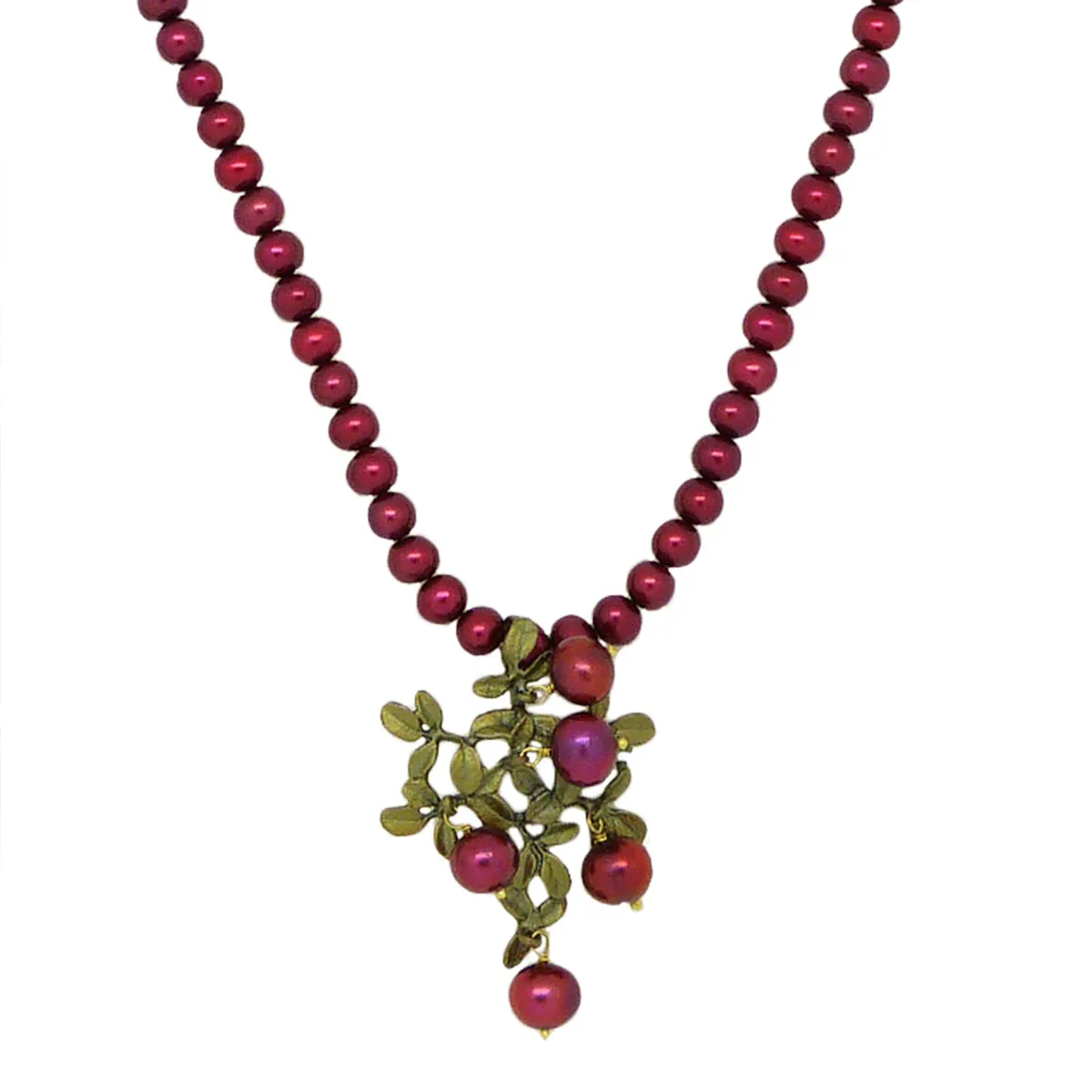 Cranberry Pendant on Pearl Necklace by Michael Michaud Nature Silver Seasons 8055