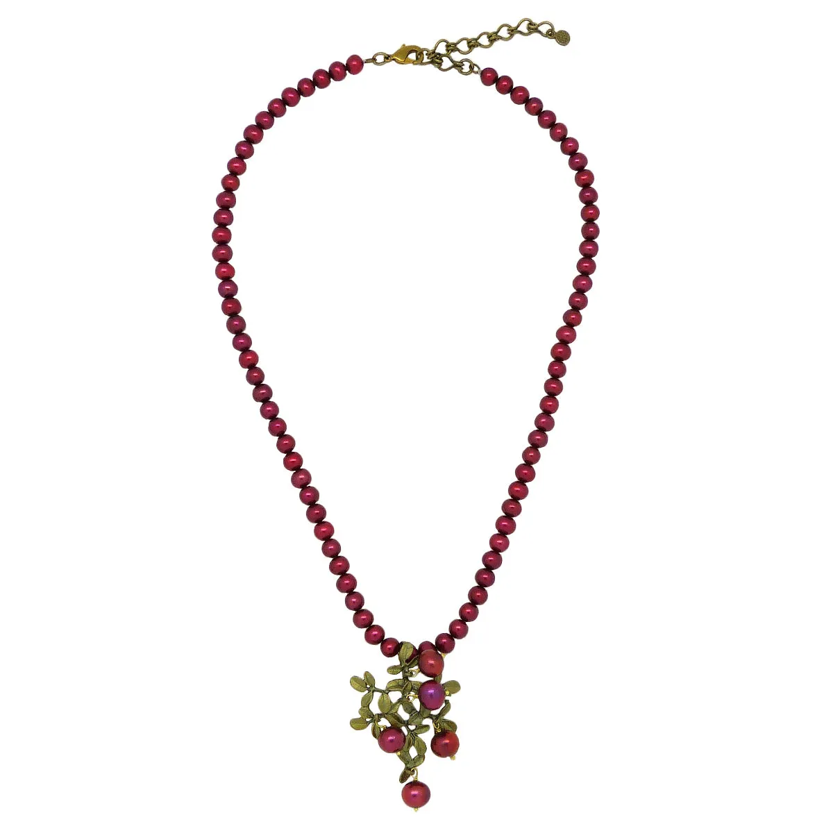 Cranberry Pendant on Pearl Necklace by Michael Michaud Nature Silver Seasons 8055
