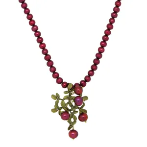Cranberry Pendant on Pearl Necklace by Michael Michaud Nature Silver Seasons 8055