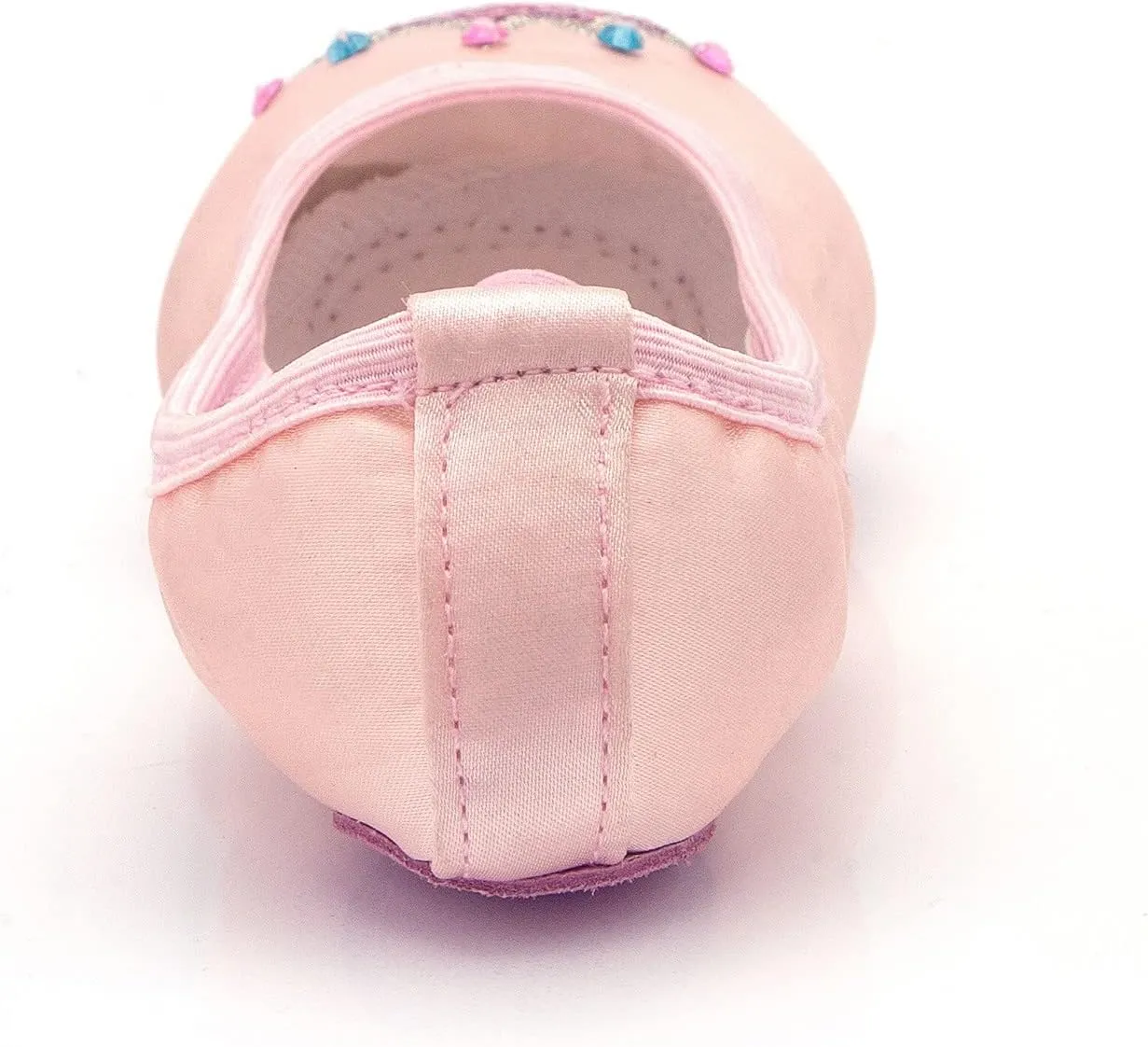Cute Ballet Shoes for Girls Flat Point Crown Sequin Satin Dance Practice Slippers Split Soft Flat Shoes for Toddler