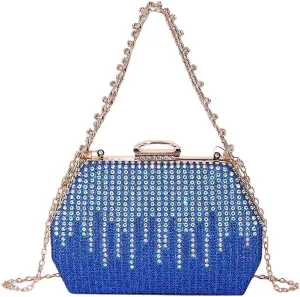 DJBM Women Sparkly Rhinestone Clutch Sequin Evening Bag Diamond Chain Crossbody Bag for Wedding Party