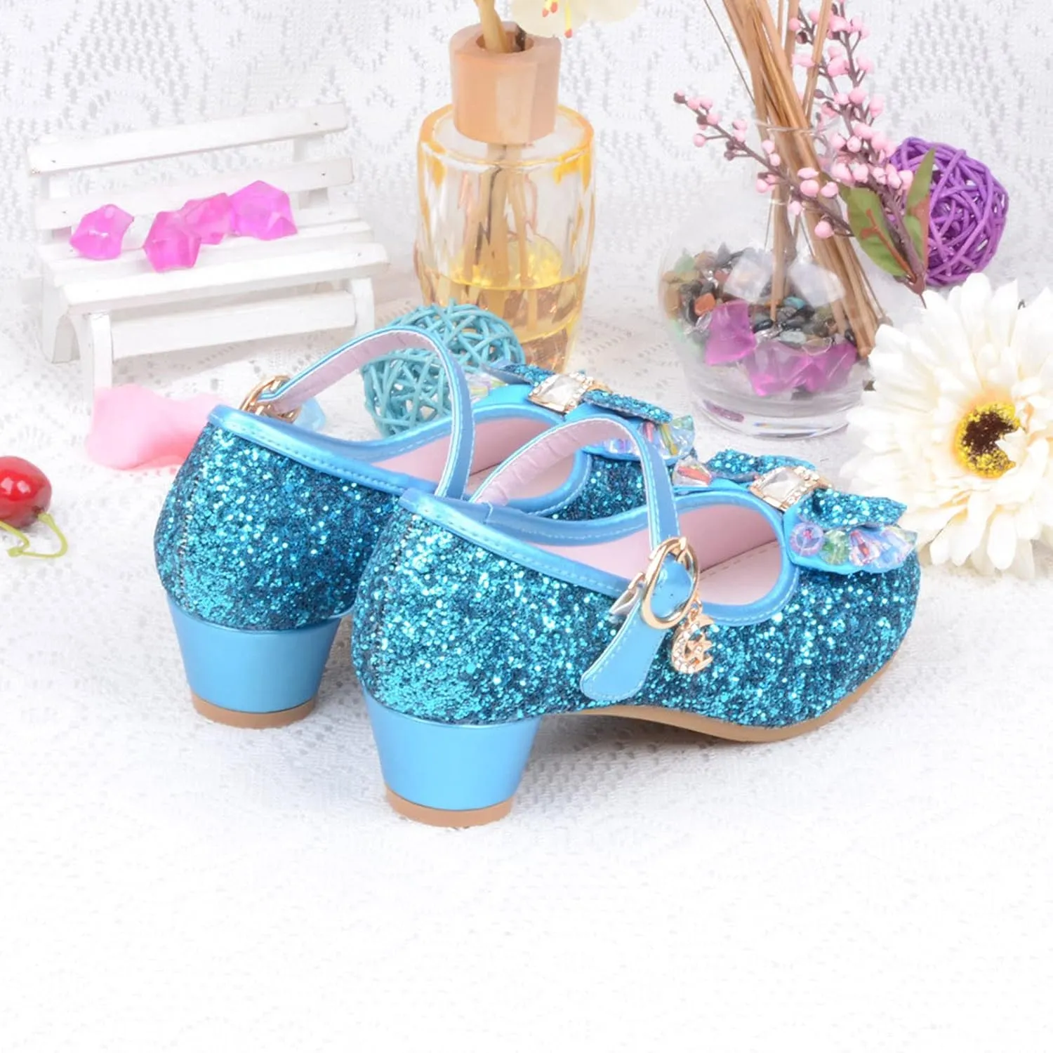 Dress Shoes for Girls,Baby Kids Pearl Sandals Crystal Princess Shoes Bling Girls Infant Bowknot Cute Shoes 5-12 Years