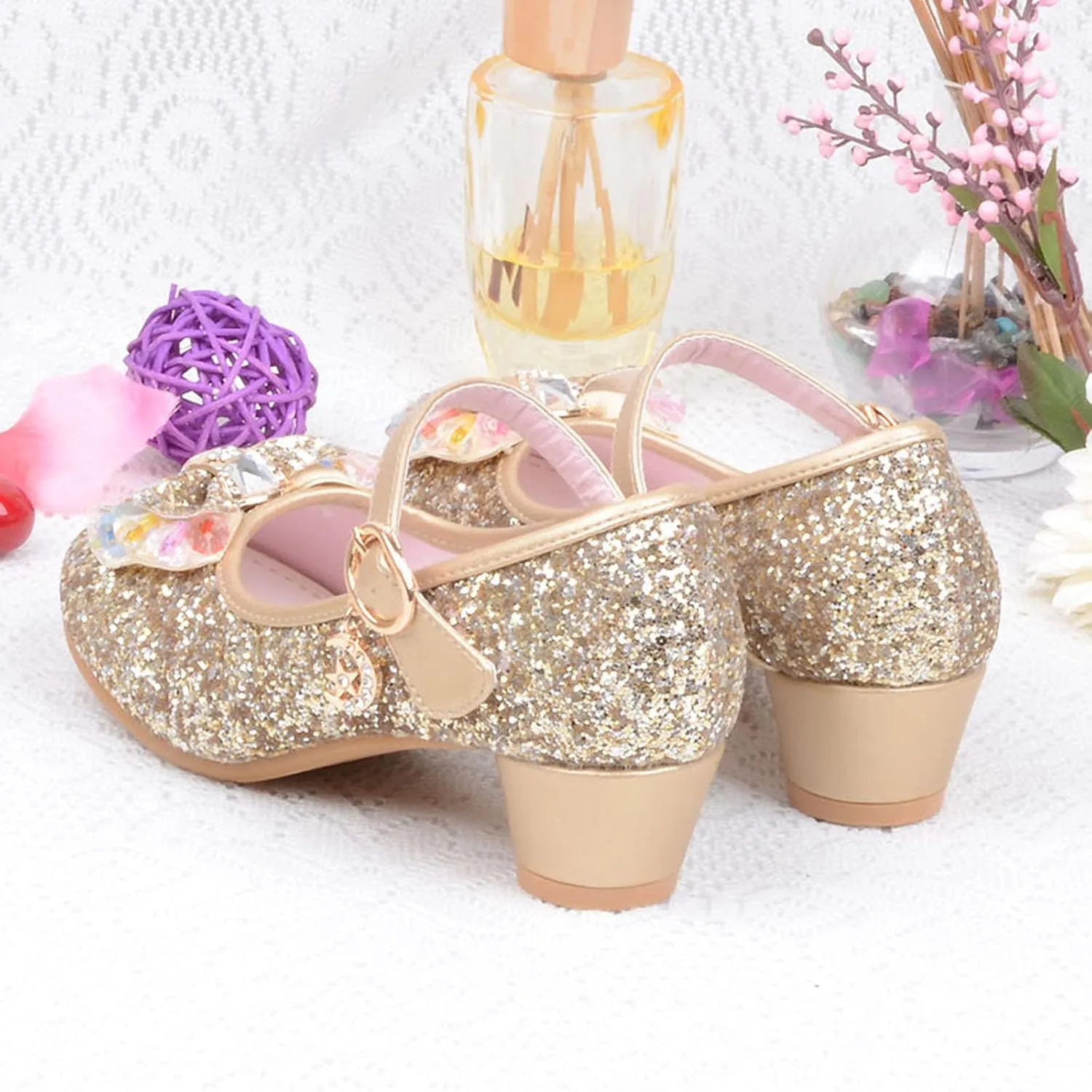 Dress Shoes for Girls,Baby Kids Pearl Sandals Crystal Princess Shoes Bling Girls Infant Bowknot Cute Shoes 5-12 Years