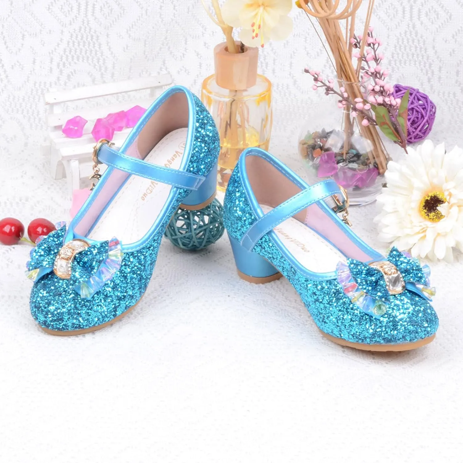 Dress Shoes for Girls,Baby Kids Pearl Sandals Crystal Princess Shoes Bling Girls Infant Bowknot Cute Shoes 5-12 Years