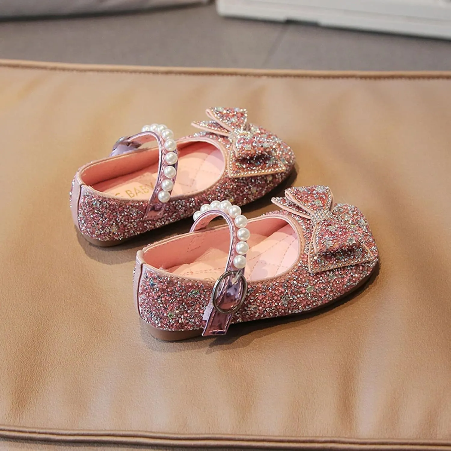 Dress Shoes for Girls,Fashion Autumn Girl Casual Shoes Rhinestone Sequin Bow Buckle Dress Shoes Dance Shoes 1-11 Years