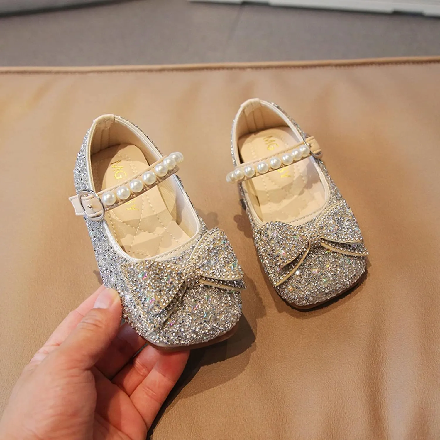 Dress Shoes for Girls,Fashion Autumn Girl Casual Shoes Rhinestone Sequin Bow Buckle Dress Shoes Dance Shoes 1-11 Years