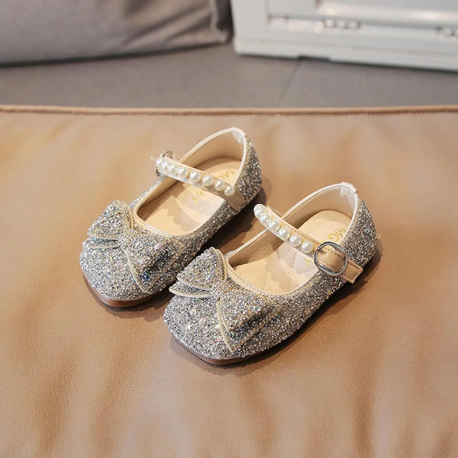 Dress Shoes for Girls,Fashion Autumn Girl Casual Shoes Rhinestone Sequin Bow Buckle Dress Shoes Dance Shoes 1-11 Years