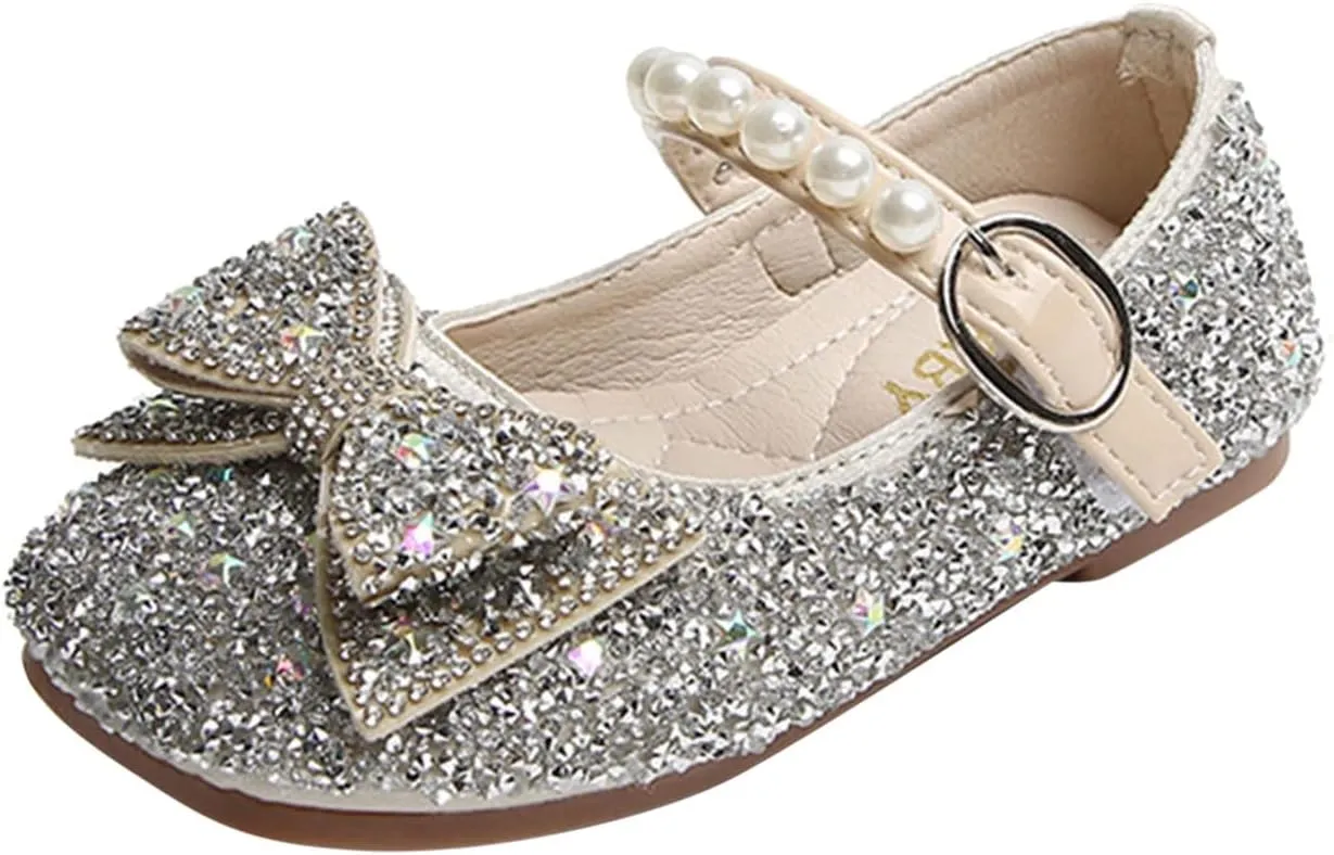 Dress Shoes for Girls,Fashion Autumn Girl Casual Shoes Rhinestone Sequin Bow Buckle Dress Shoes Dance Shoes 1-11 Years