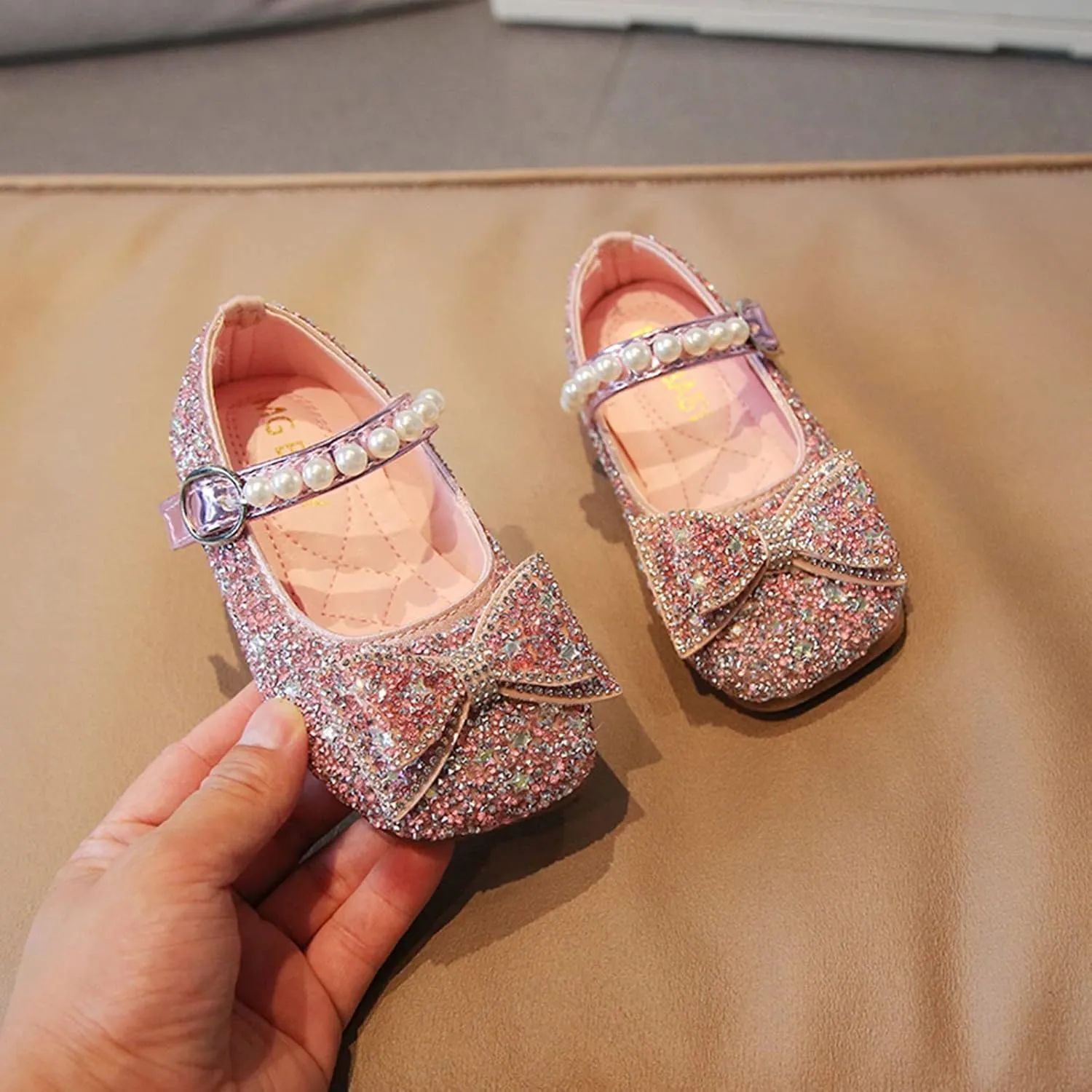 Dress Shoes for Girls,Fashion Autumn Girl Casual Shoes Rhinestone Sequin Bow Buckle Dress Shoes Dance Shoes 1-11 Years