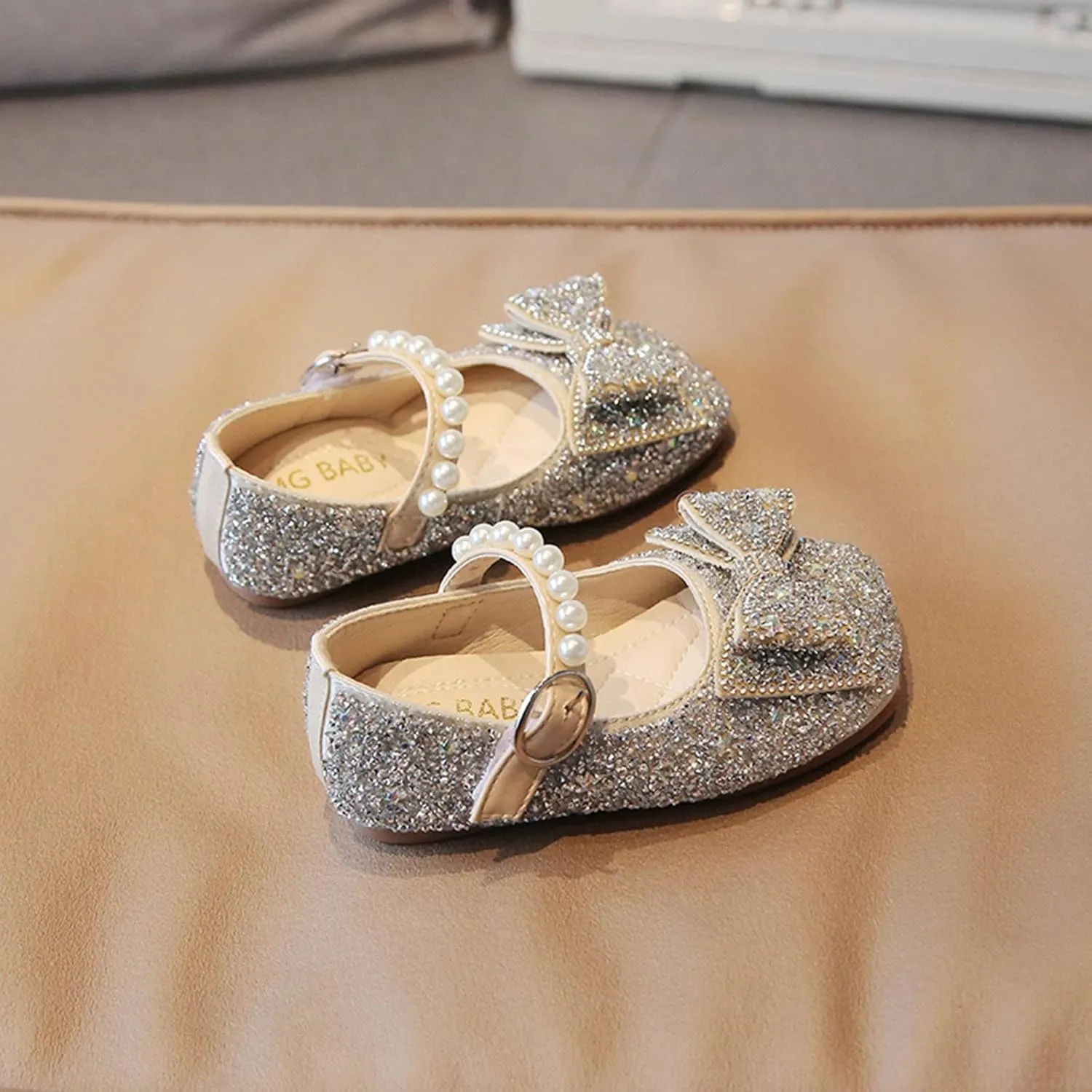 Dress Shoes for Girls,Fashion Autumn Girl Casual Shoes Rhinestone Sequin Bow Buckle Dress Shoes Dance Shoes 1-11 Years