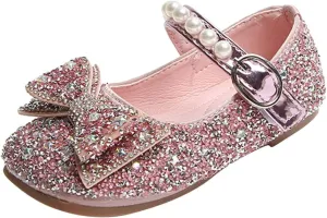 Dress Shoes for Girls,Fashion Autumn Girl Casual Shoes Rhinestone Sequin Bow Buckle Dress Shoes Dance Shoes 1-11 Years