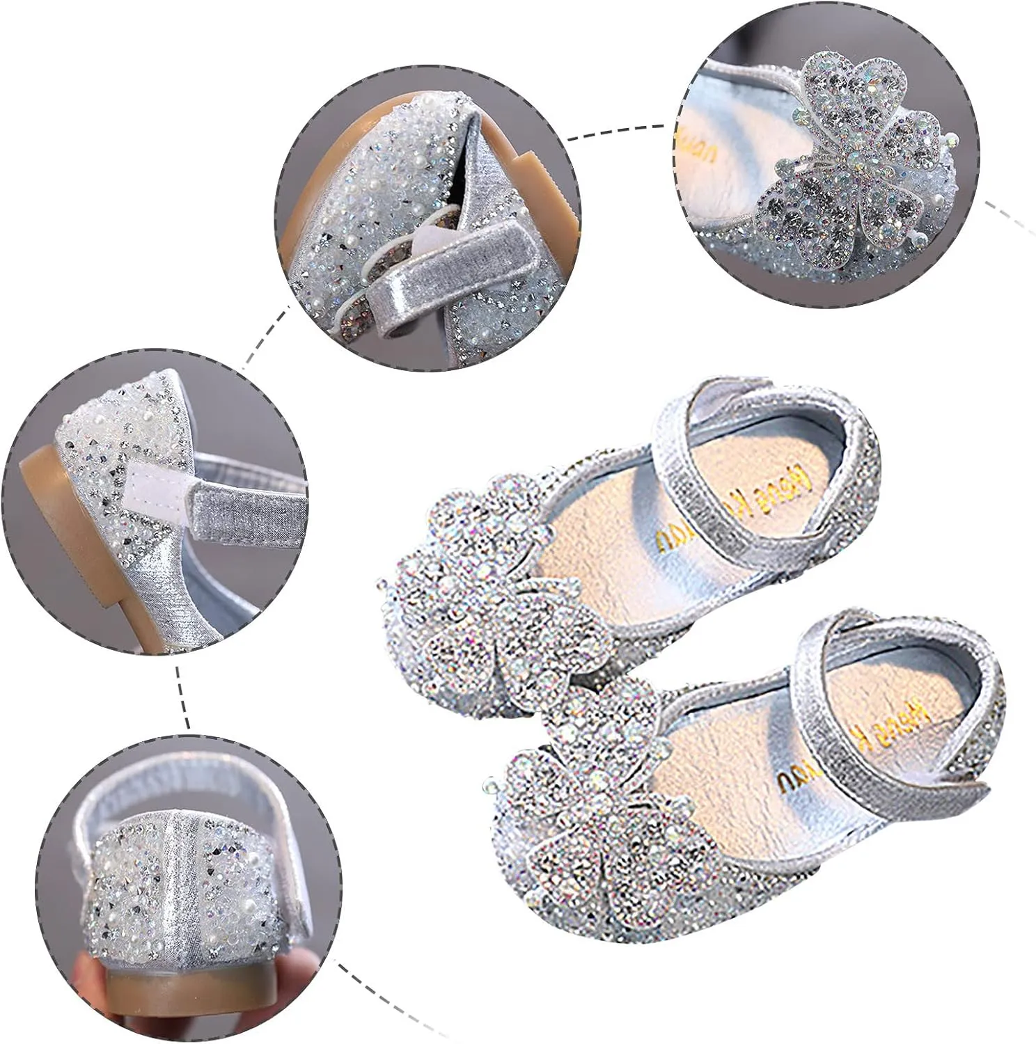 Dress Shoes for Girls,Girls Baby Infant Crystal Princess Shoes Bling Pearl Sandals Shoes Kids Dancing Shoes Gift