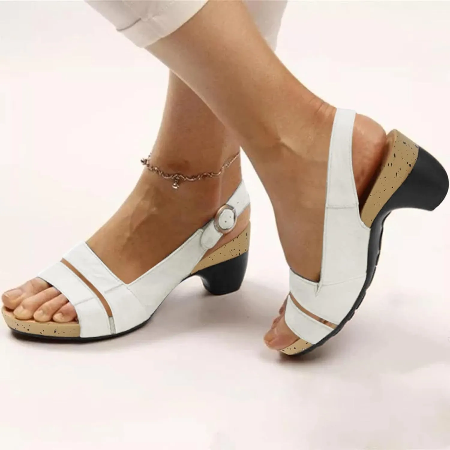 Eduavar Women's Dressy Fashion Sandals - Leopard Print Wedge Open Toe Flat