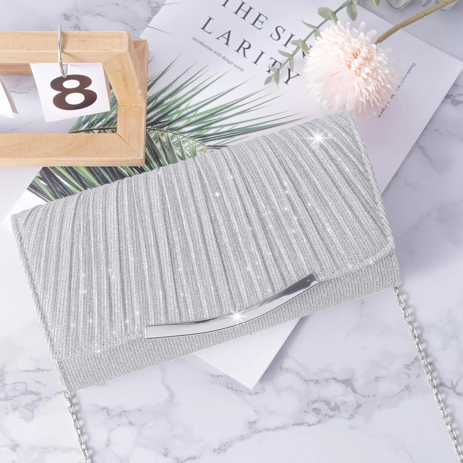 Evening Bag Clutch Purses for Women Wedding Bag Sparkling Party Handbag with Detachable Chain