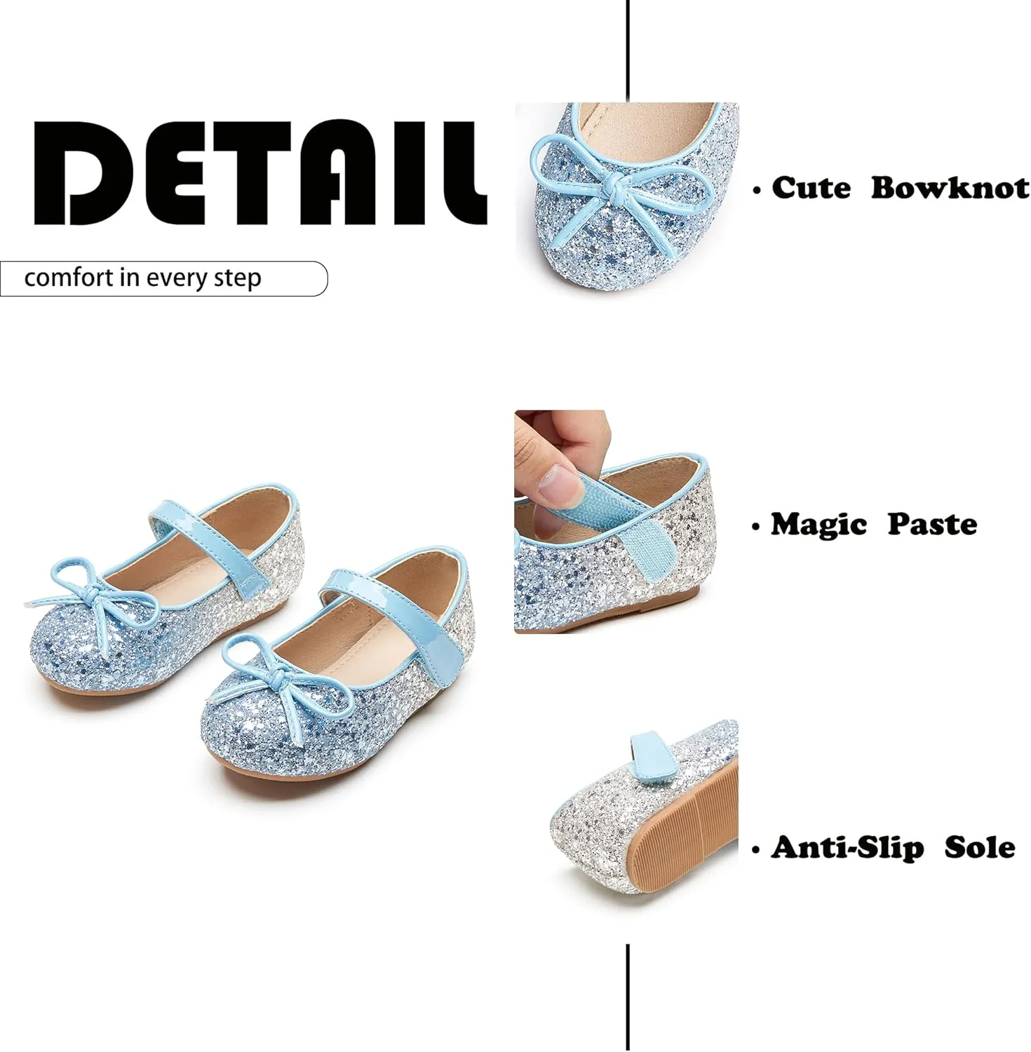 Flaryzone Toddler/Little Girls' Ballerina Flat Mary Jane Princess Dress Shoes - Wedding School Party