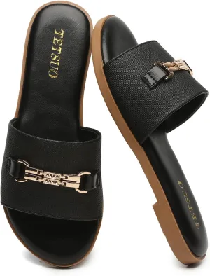 Flat Sandals for Women 2025 Slide Sandals Summer Fashion Women Dressy Slip on Shoes for Party Wedding Vacation Beach Walking Square Open Toe Shoes