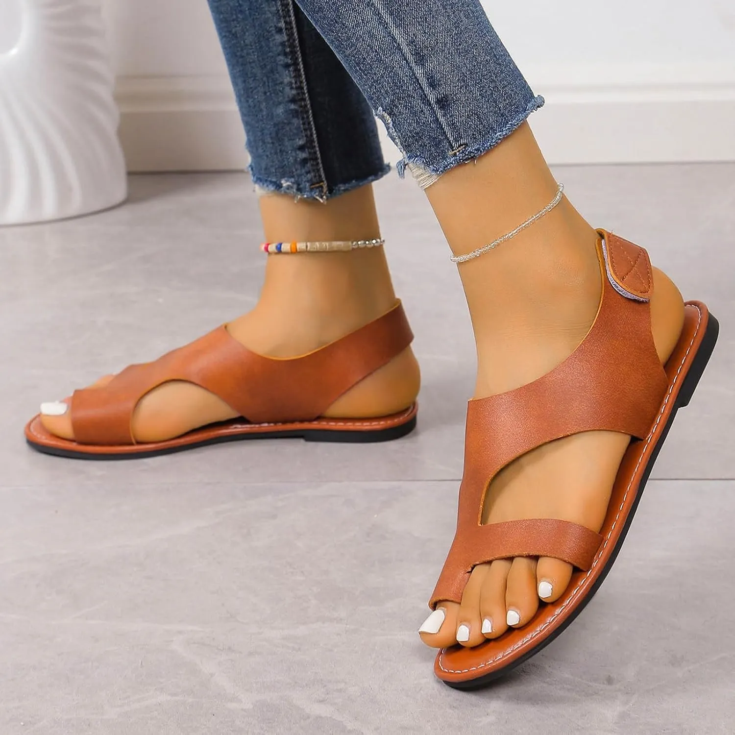 Flip Flops For Women 2025 - Vegan Leather Women Slippers Womens Sandals Women's Flat Sandals Women Shoes