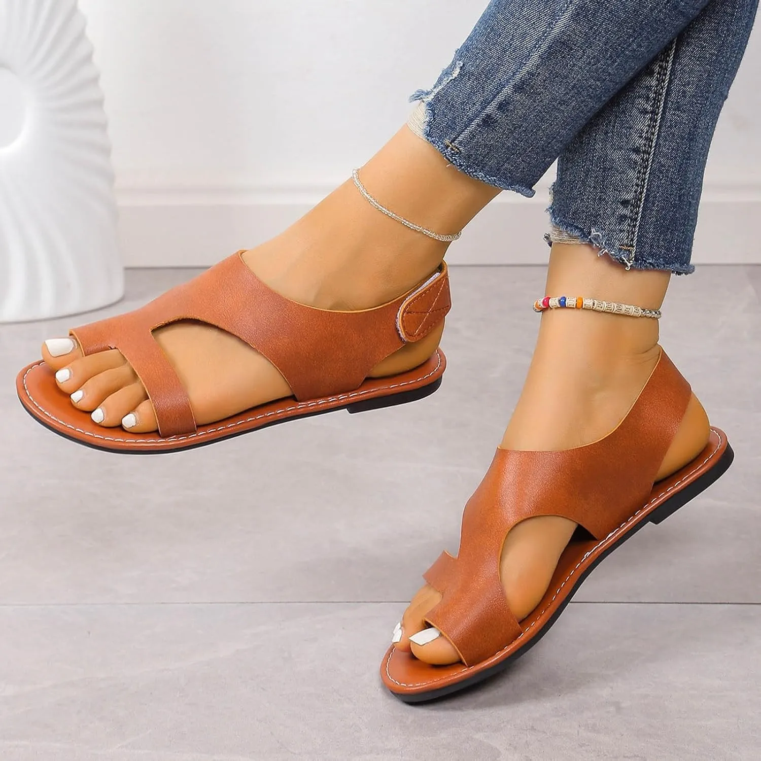 Flip Flops For Women 2025 - Vegan Leather Women Slippers Womens Sandals Women's Flat Sandals Women Shoes