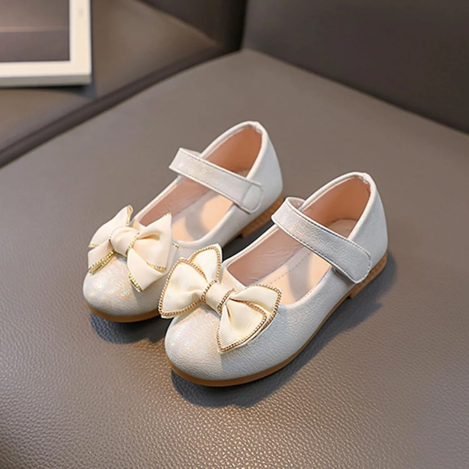 Flower Girl Ballet Flat Bow Ballerina Mary Jane Dress Shoes for Party School Wedding(Toddler/Little Kid) Girls Shoes