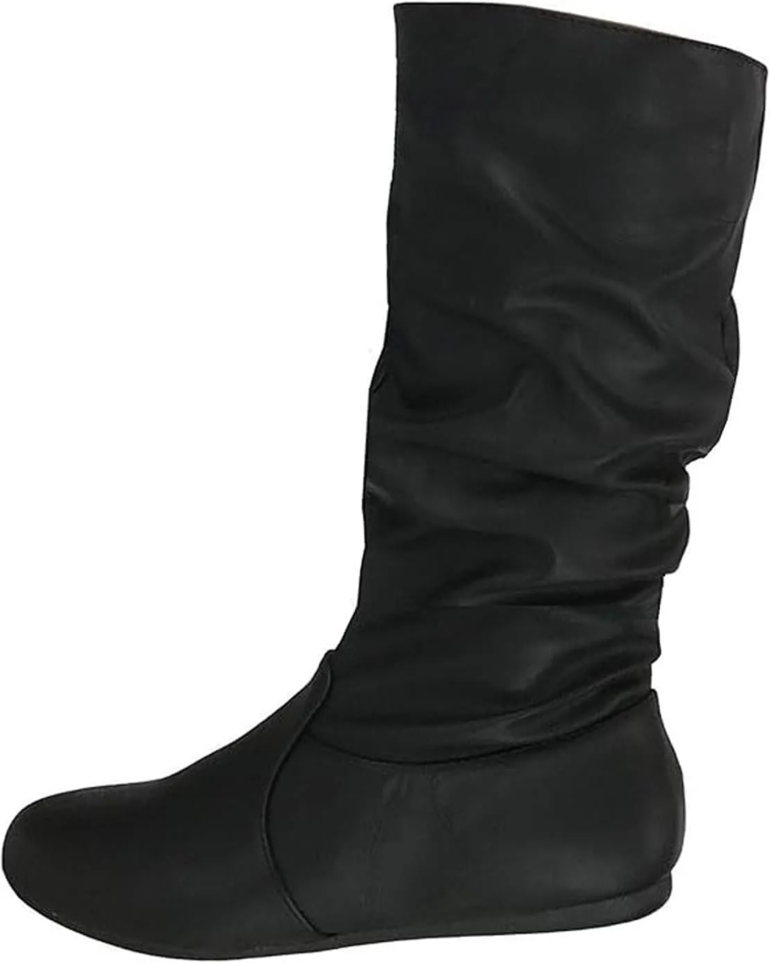 Forever Womens Round Toe Slouch Vegan Comfy Flat Mid Calf Tall Boots