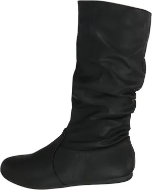 Forever Womens Round Toe Slouch Vegan Comfy Flat Mid Calf Tall Boots