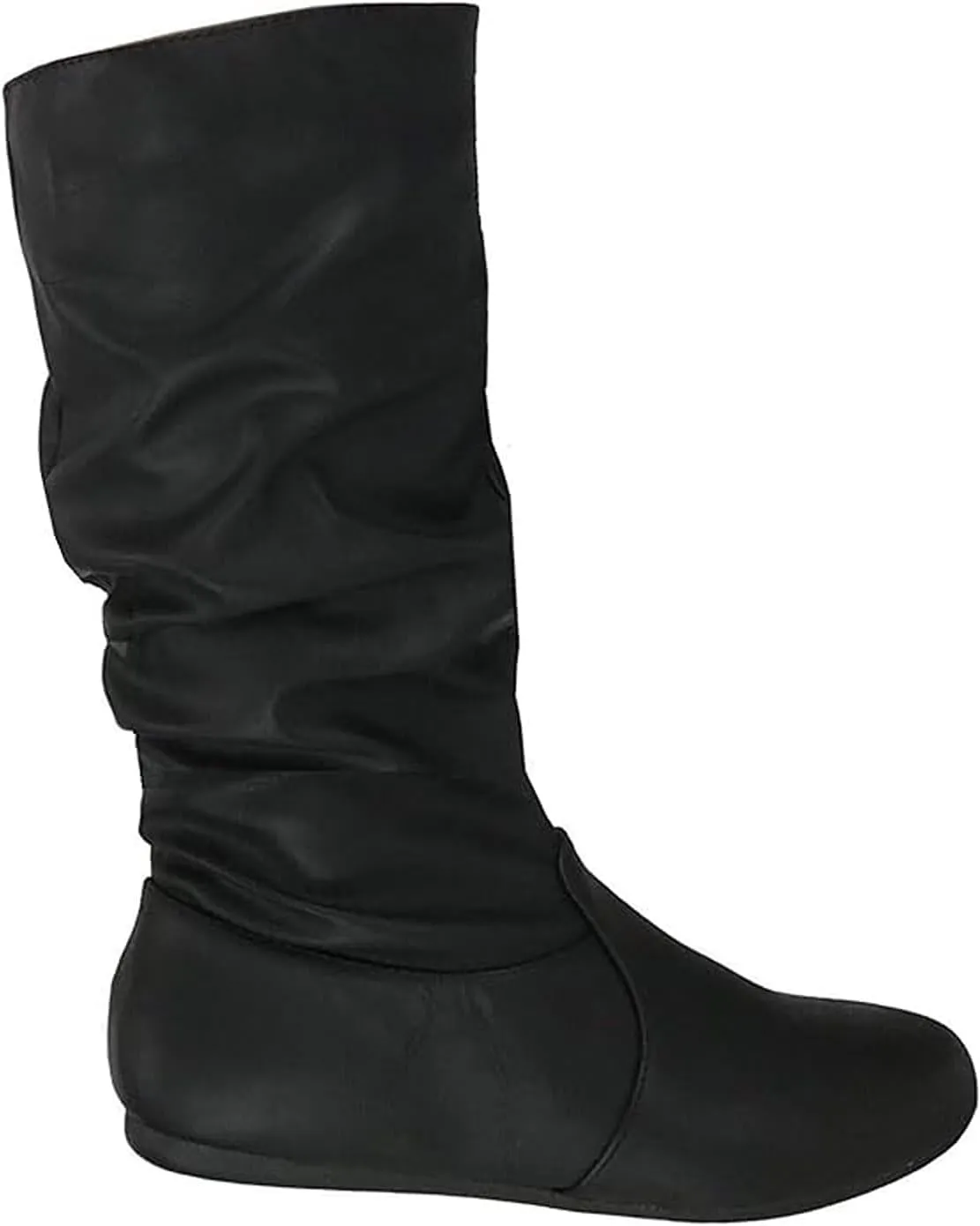 Forever Womens Round Toe Slouch Vegan Comfy Flat Mid Calf Tall Boots