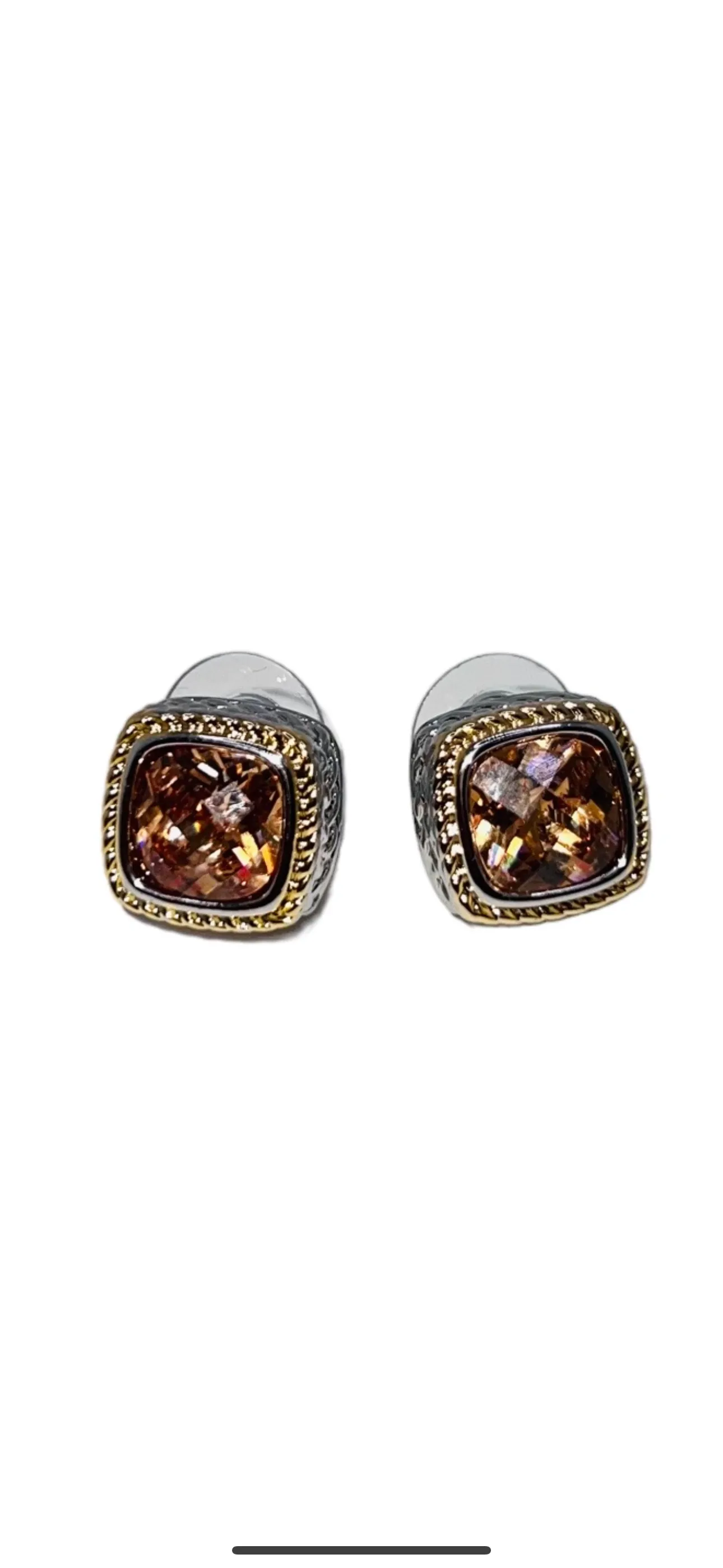 Framed Faceted Stud Earrings