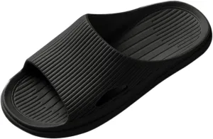 Gentlemen Couple Slippers - Flat Solid Color Stripe Home Slippers with Hard Sole for Men Under 20