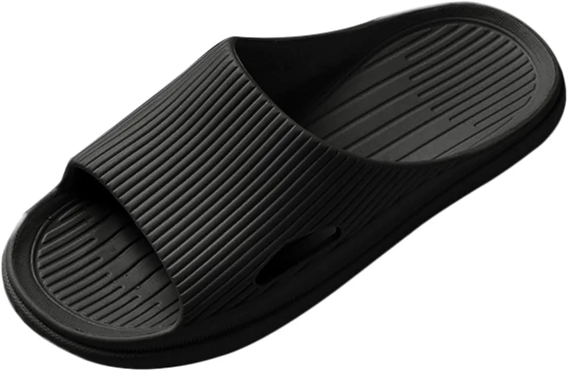 Gentlemen Couple Slippers - Flat Solid Color Stripe Home Slippers with Hard Sole for Men Under 20