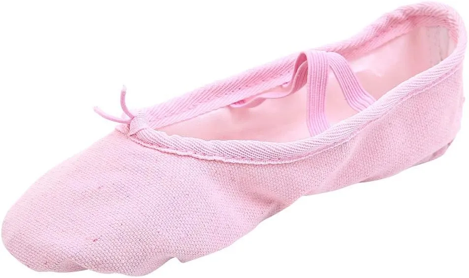 Girls Ballet Elastic Band Dance Shoes Canvas Gymnastics Flats Split Sole Shoes Toddler Dress Shoes Girls
