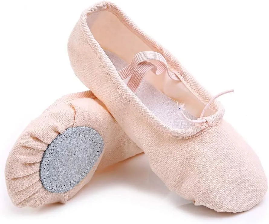 Girls Ballet Elastic Band Dance Shoes Canvas Gymnastics Flats Split Sole Shoes Toddler Dress Shoes Girls