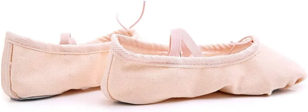 Girls Ballet Elastic Band Dance Shoes Canvas Gymnastics Flats Split Sole Shoes Toddler Dress Shoes Girls