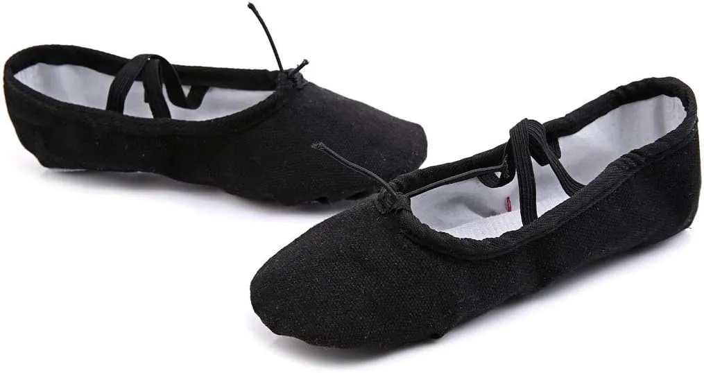 Girls Ballet Elastic Band Dance Shoes Canvas Gymnastics Flats Split Sole Shoes Toddler Dress Shoes Girls