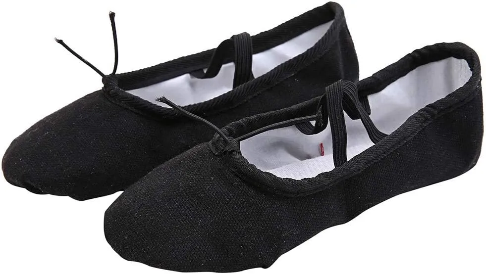 Girls Ballet Elastic Band Dance Shoes Canvas Gymnastics Flats Split Sole Shoes Toddler Dress Shoes Girls