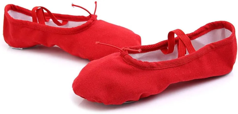 Girls Ballet Elastic Band Dance Shoes Canvas Gymnastics Flats Split Sole Shoes Toddler Dress Shoes Girls