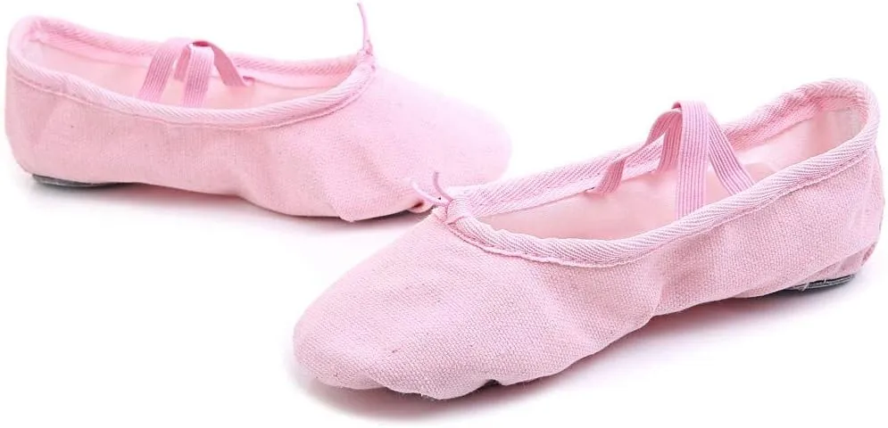 Girls Ballet Elastic Band Dance Shoes Canvas Gymnastics Flats Split Sole Shoes Toddler Dress Shoes Girls