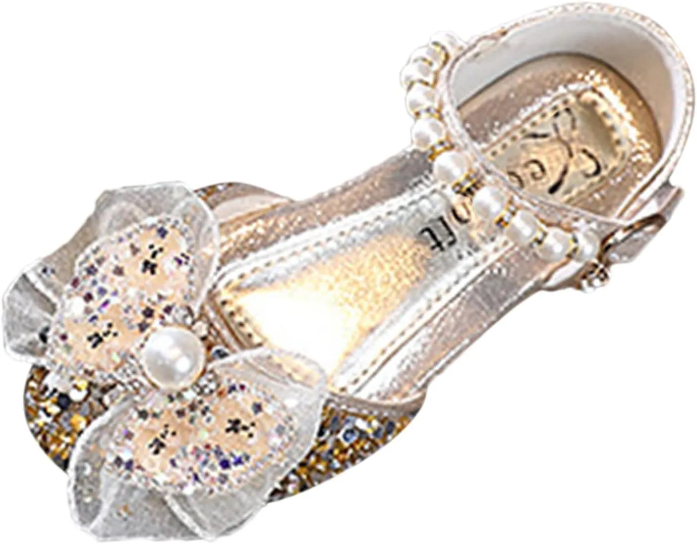 Girls Ballet Shoes Bow Plastics Pearl Color Matching Gradient Spring Shoes for Girls Strap Leather Sandals