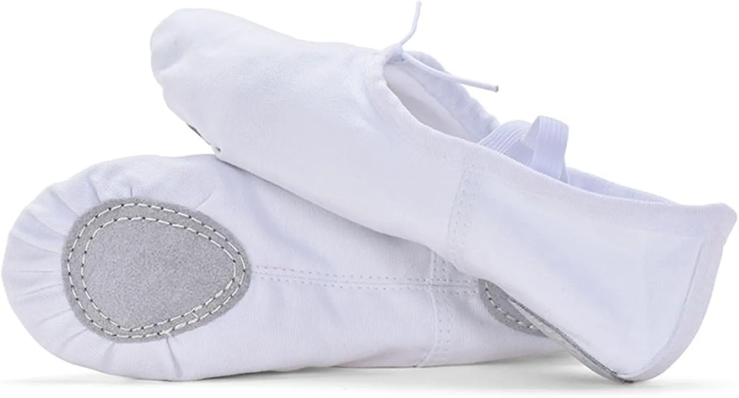 Girls Ballet Shoes Children Split Sole Ballet Slippers Baby Canvas Solid Cozy Soft Skin-Friendly Ballet Dancing Shoes for Kids