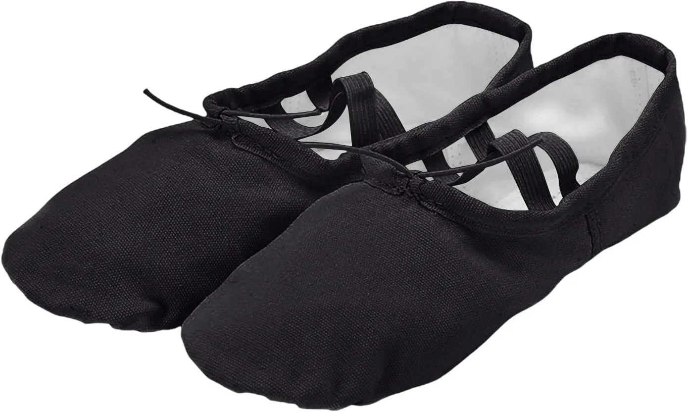 Girls Ballet Shoes Children Split Sole Ballet Slippers Baby Canvas Solid Cozy Soft Skin-Friendly Ballet Dancing Shoes for Kids