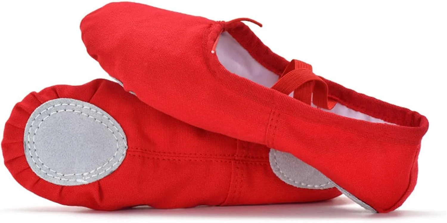 Girls Ballet Shoes Children Split Sole Ballet Slippers Baby Canvas Solid Cozy Soft Skin-Friendly Ballet Dancing Shoes for Kids