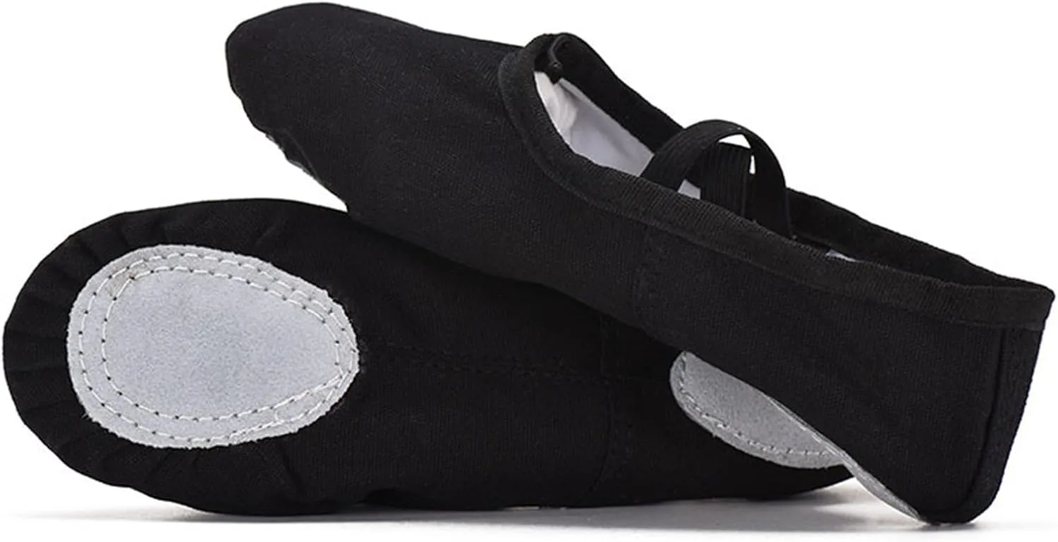 Girls Ballet Shoes Children Split Sole Ballet Slippers Baby Canvas Solid Cozy Soft Skin-Friendly Ballet Dancing Shoes for Kids