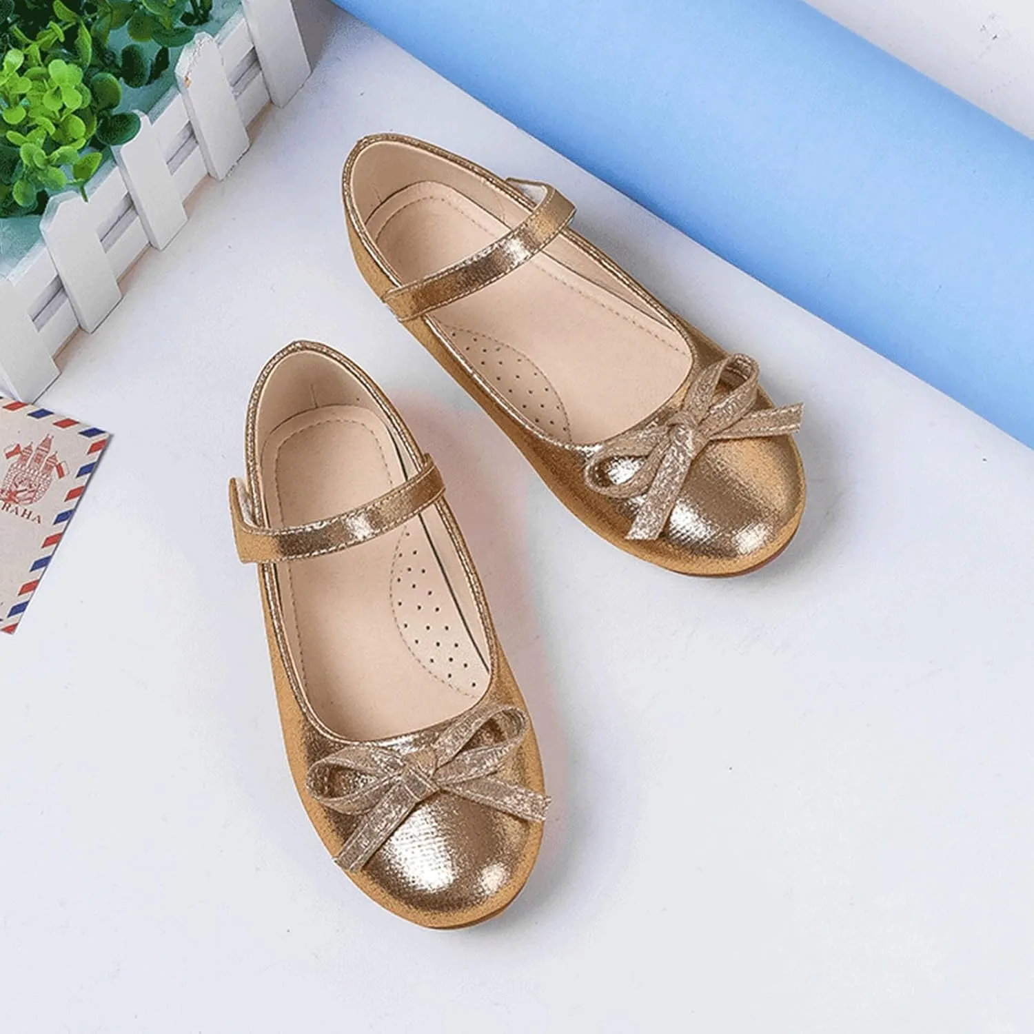 Girls Ballet Shoes Kids Leather Shoes with Bow Non Slip Children Ballet Girl Student Shoes Open-Toe Flat Sandals
