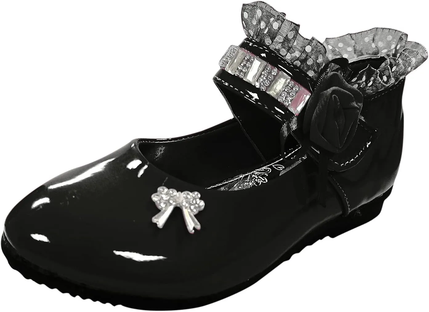 Girls Black Dress Shoes,Children Soft Girls Princess Shoes Baby Kid Leather Flower Dance Shoes Work Shoes 0-11 Years